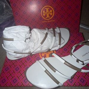 Tory Burch White and Brown Women's Sandals